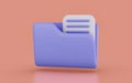 Folder with document list icon on brown background 3d render concept