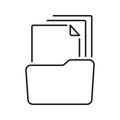 Folder With Documents Line Icon. File Organization And Document Management Outline Symbol. Office And Data Storage Royalty Free Stock Photo