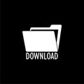 Folder download icon on black background Royalty Free Stock Photo
