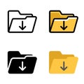 Folder download icon set. Suitable for computer document sharing
