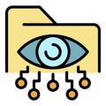 Folder eye network icon color outline vector