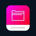 Folder, File, Data, Storage Mobile App Button. Android and IOS Line Version Royalty Free Stock Photo