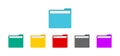 Folder with file for desktop of computer. Icon of document or data in folder. Open or closed doc. Colorful folders for archive,