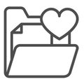 Folder with file document and heart line icon, dating concept, loving couple docs vector sign on white background Royalty Free Stock Photo
