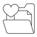 Folder with file document and heart thin line icon, dating concept, loving couple docs vector sign on white background Royalty Free Stock Photo