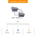 folder, file, management, move, copy Business Flow Chart Design with 3 Steps. Glyph Icon For Presentation Background Template