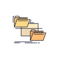 folder, file, management, move, copy Flat Color Icon Vector Royalty Free Stock Photo
