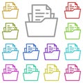Folder, file multi color icon. Simple thin line, outline vector of project management icons for ui and ux, website or mobile Royalty Free Stock Photo