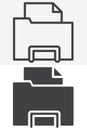Folder file storage line and solid vector icon set Royalty Free Stock Photo