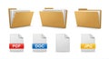 Folder and File Type Icons Set â PDF, DOC, JPG Vector Royalty Free Stock Photo