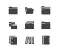 Folder flat glyph vector icons. Document file vector illustrations - business paper organizing, computer directory signs