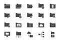 Folder flat icons. Vector illustration include icon - file, copy, erase, download, network, archive document, browse Royalty Free Stock Photo