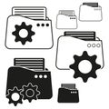 Folder gear icons. File settings symbol. Technical data management. Vector process illustration. Royalty Free Stock Photo