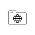Folder globe icon. Simple line, outline vector of icons for ui and ux, website or mobile application Royalty Free Stock Photo