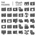 Folder glyph icon set, computer folders symbols collection, vector sketches, logo illustrations, files signs solid Royalty Free Stock Photo