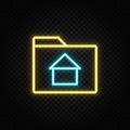 folder, home, house neon icon. Blue and yellow neon vector icon