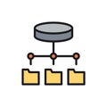 Folder hosting, ftp server, software update, data storage flat color line icon.