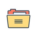 Color illustration icon for folder, documents and storage