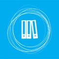 Folder icon on a blue background with abstract circles around and place for your text.