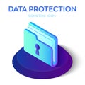 Folder Icon. 3D Isometric Locked Folder sign. Data Protection Concept. Secure Data. Created For Mobile, Web, Decor, Print Products Royalty Free Stock Photo