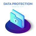 Folder Icon. 3D Isometric Locked Folder sign. Data Protection Concept. Secure Data. Security Shield. Created For Mobile, Web, Deco Royalty Free Stock Photo