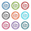 Folder icon flat round buttons set illustration design Royalty Free Stock Photo