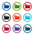 Folder icon flat round buttons set illustration design Royalty Free Stock Photo