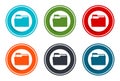 Folder icon flat vector illustration design round buttons collection 6 concept colorful frame simple circle set Royalty Free Stock Photo