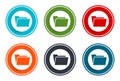 Folder icon flat vector illustration design round buttons collection 6 concept colorful frame simple circle set Royalty Free Stock Photo