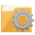 Folder Icon with Gear, Files Setting Up, Clipping Path, 3d rendering Royalty Free Stock Photo