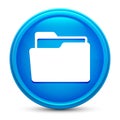 Folder icon glass shiny blue round button isolated design vector illustration Royalty Free Stock Photo