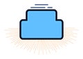 Folder icon glowing with energy, digital storage concept. Bright light radiates from blue file folder, technology theme