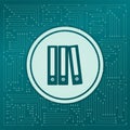 Folder icon on a green background, with arrows in different directions. It appears on the electronic board. Royalty Free Stock Photo