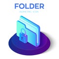 Folder Icon. Lock. 3D Isometric Locked Folder sign. Data Protection Concept. Secure Data. Created For Mobile, Web, Decor, Applicat Royalty Free Stock Photo