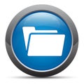 Folder icon premium blue round button vector illustration Royalty Free Stock Photo