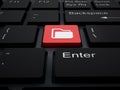 Folder icon on red keyboard key. 3D illustration Royalty Free Stock Photo