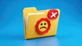 Folder Icon With a Sad Expression and Error Badge Set Against a Clear Blue Background, Signaling a Problem With File Royalty Free Stock Photo