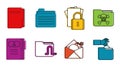 Folder icon set, color outline style Royalty Free Stock Photo