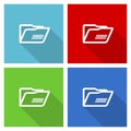 Folder icon set, flat design vector illustration in eps 10 for webdesign and mobile applications in four color options Royalty Free Stock Photo