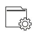 Folder icon symbol. Black gear settings. Data management Vector. File configuration option. Royalty Free Stock Photo