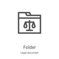 folder icon vector from legal document collection. Thin line folder outline icon vector illustration. Linear symbol for use on web Royalty Free Stock Photo