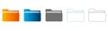 Folder icons set in different colors and styles, flat design vector illustration Royalty Free Stock Photo