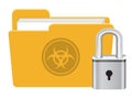 Folder infected virus with master key lock icon vector