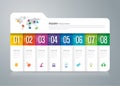 Folder infographic design and business icons with 8 options.