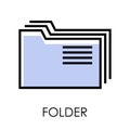 Desktop computer isolated icon, folders stack symbol Royalty Free Stock Photo