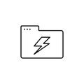 Folder lightning icon. Simple line, outline vector of icons for ui and ux, website or mobile application