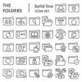 Folder line icon set, computer folders symbols collection, vector sketches, logo illustrations, files signs linear Royalty Free Stock Photo