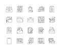 Folder line icons, signs, vector set, outline illustration concept Royalty Free Stock Photo