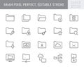 Folder line icons. Vector illustration include icon - file, copy, erase, download, network, lock, document, browse Royalty Free Stock Photo