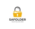 Folder and lock logo template. Secure folder vector design